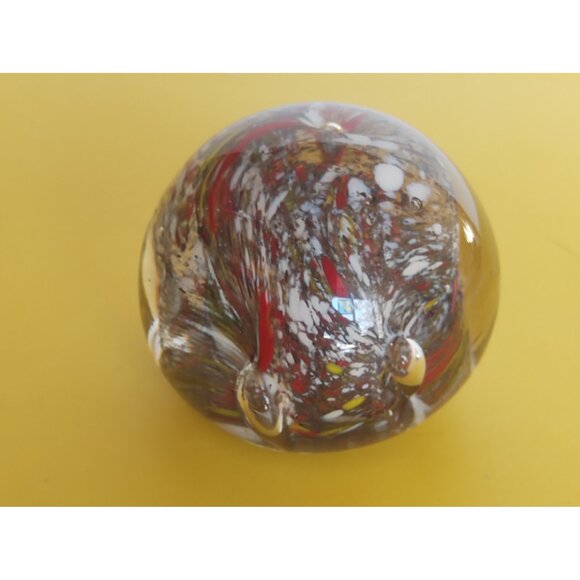 Vintage Hand Blown Swirled Art Glass Paperweight 3"x 2 1/2" - Picture 4 of 8